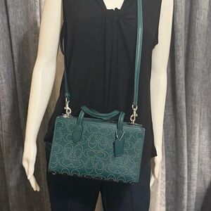 NWOT COACH leather bag signature rivet Nina small tote bag shoulder bag- emerald